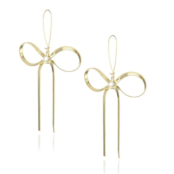 Betsey Johnson Jewelry - Betsey Johnson Textured Bow Drop Earrings